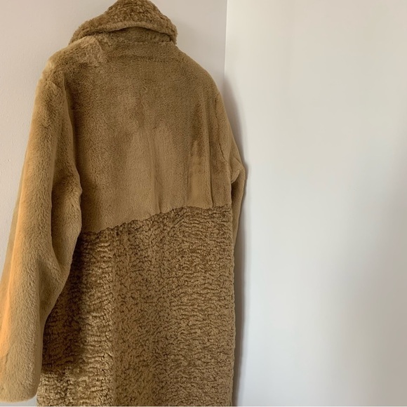 NEXT Direct Olive Green Longline Faux Fur Teddy Borg Mix Coat Size US 10 - Picture 13 of 16